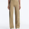 Pantaloni a gamba dritta effetto neoprene a vita alta con bordino