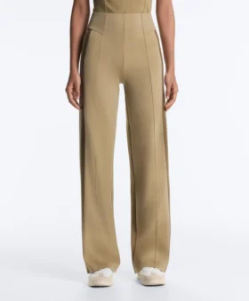 Pantaloni a gamba dritta effetto neoprene a vita alta con bordino