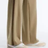 Pantaloni a gamba dritta effetto neoprene a vita alta con bordino