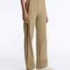 Pantaloni a gamba dritta effetto neoprene a vita alta con bordino