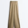 Pantaloni a gamba dritta effetto neoprene a vita alta con bordino