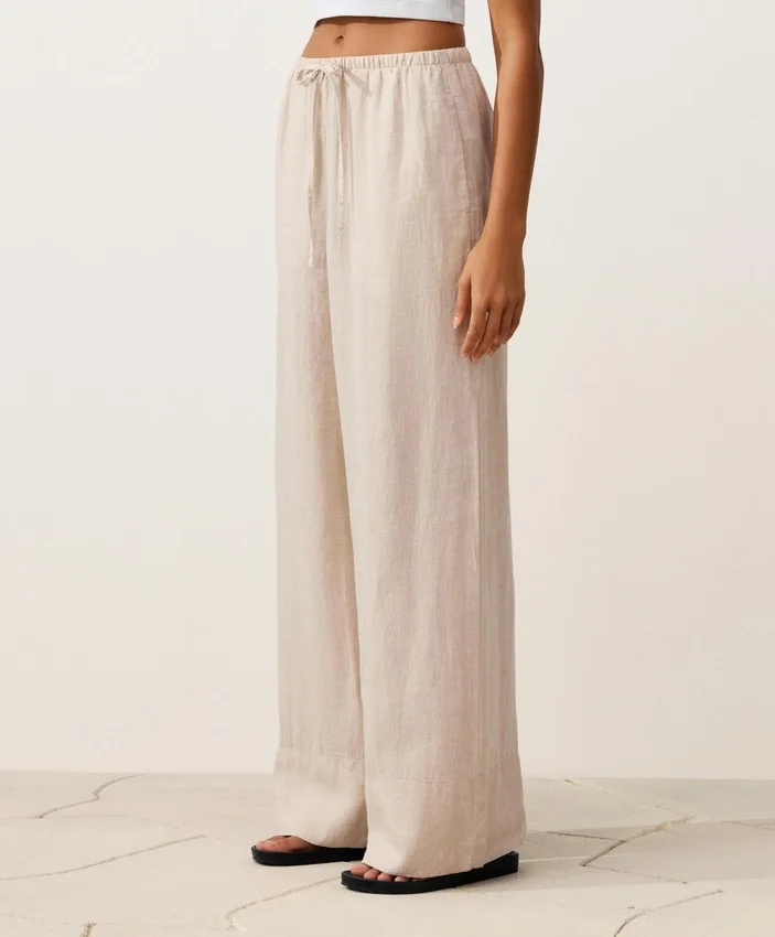 Pantaloni a gamba dritta in 100% lino Pantaloni a gamba dritta in 100% lino