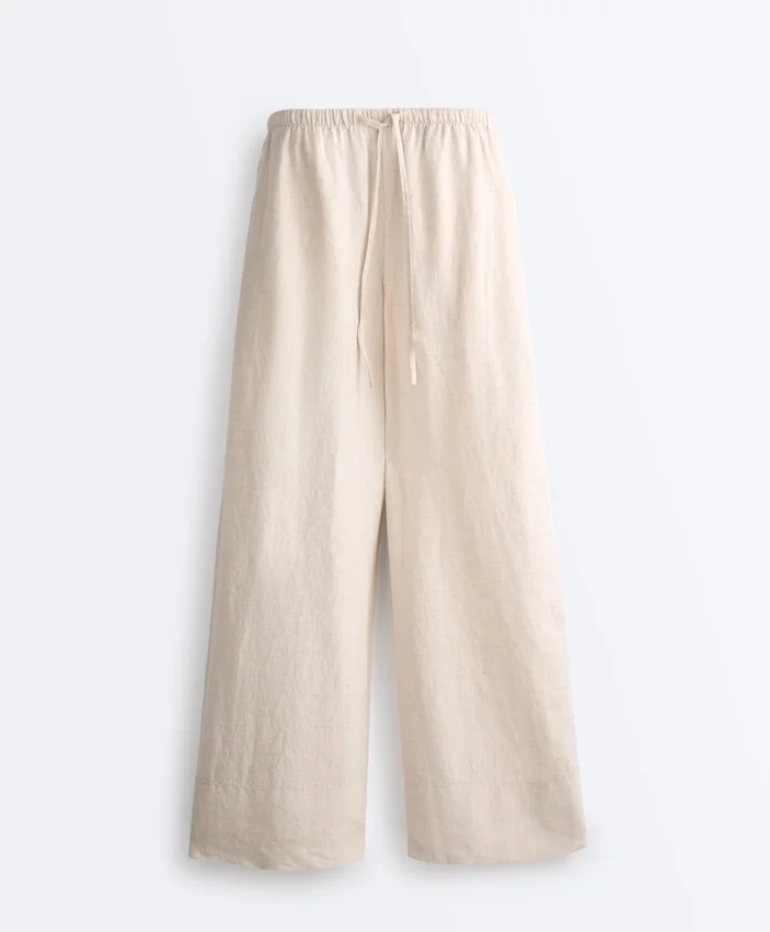 Pantaloni a gamba dritta in 100% lino Pantaloni a gamba dritta in 100% lino