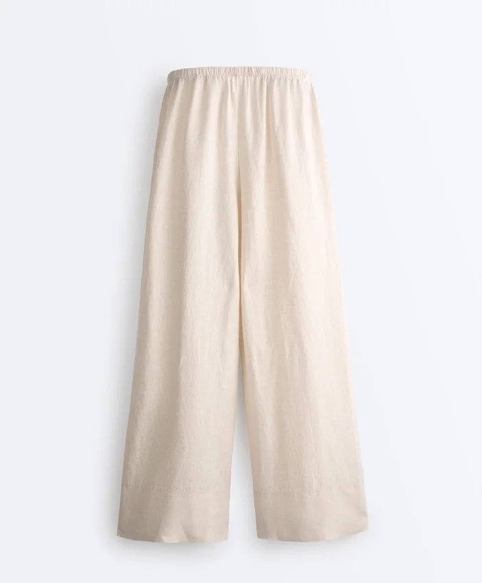 Pantaloni a gamba dritta in 100% lino Pantaloni a gamba dritta in 100% lino