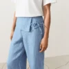 Pantaloni a gamba dritta in 100% lino con risvolto in vita