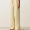 Pantaloni a gamba dritta in 100% lino con stampa a righe