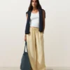 Pantaloni a gamba dritta in 100% lino con stampa a righe