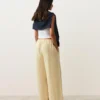 Pantaloni a gamba dritta in 100% lino con stampa a righe