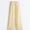 Pantaloni a gamba dritta in 100% lino con stampa a righe