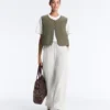 Pantaloni a gamba dritta in cotone melange