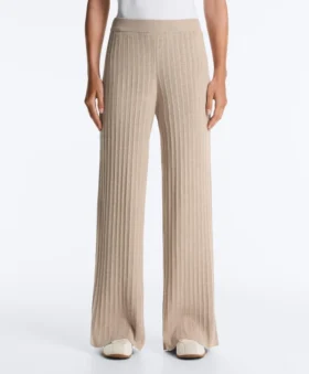 Pantaloni a gamba dritta in maglia a coste