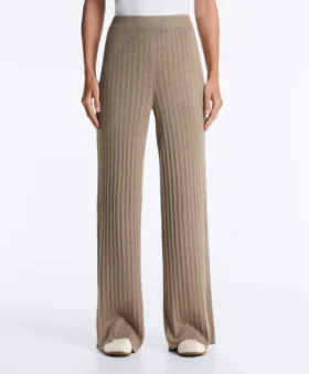 Pantaloni a gamba dritta in maglia a coste
