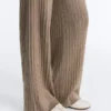 Pantaloni a gamba dritta in maglia a coste
