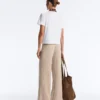 Pantaloni a gamba dritta in maglia a coste