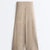 Pantaloni a gamba dritta in maglia a coste