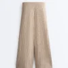 Pantaloni a gamba dritta in maglia a coste