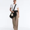 Pantaloni a gamba dritta in maglia a coste