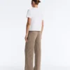Pantaloni a gamba dritta in maglia a coste