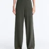Pantaloni a gamba dritta in maglia a costine