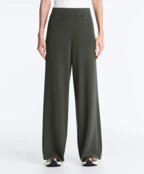 Pantaloni a gamba dritta in maglia a costine
