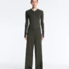 Pantaloni a gamba dritta in maglia a costine