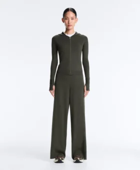 Pantaloni a gamba dritta in maglia a costine