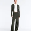 Pantaloni a gamba dritta in maglia a costine
