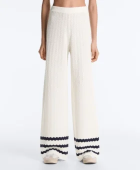 Pantaloni a gamba dritta in maglia a onde