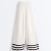 Pantaloni a gamba dritta in maglia a onde