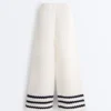 Pantaloni a gamba dritta in maglia a onde