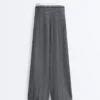 Pantaloni a gamba dritta in maglia a spina di pesce