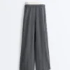Pantaloni a gamba dritta in maglia a spina di pesce