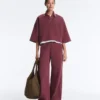 Felpa polo in misto cotone con maniche larghe