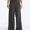 Pantaloni a gamba dritta in misto cotone e pile