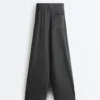Pantaloni a gamba dritta in misto cotone e pile
