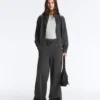 Pantaloni a gamba dritta in misto cotone e pile