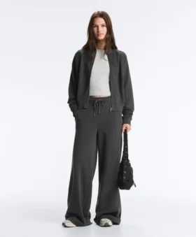 Pantaloni a gamba dritta in misto cotone e pile Pantaloni a gamba dritta in misto cotone e pile