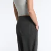 Pantaloni a gamba dritta in misto cotone e pile