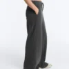 Pantaloni a gamba dritta in misto cotone e pile