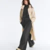 Pantaloni a gamba dritta in misto cotone e pile