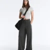 Pantaloni a gamba dritta in misto cotone e pile