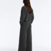 Pantaloni a gamba dritta in misto cotone e pile