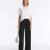 Pantaloni a gamba dritta in misto modal con piega laterale