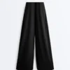 Pantaloni a gamba dritta in misto modal con piega laterale