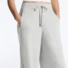Pantaloni a gamba dritta in piqué melange