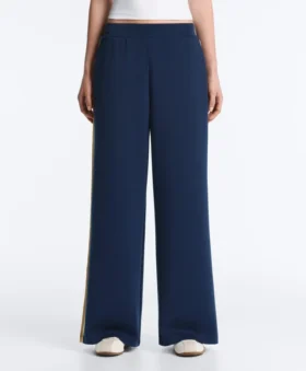 Pantaloni a gamba dritta in twill con nastro laterale