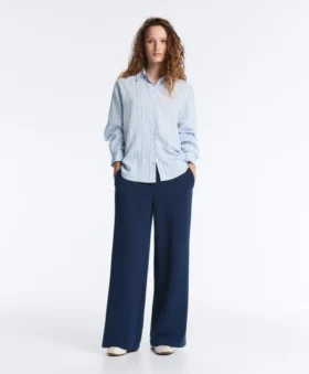 Pantaloni a gamba dritta in twill con nastro laterale