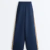 Pantaloni a gamba dritta in twill con nastro laterale