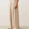 Pantaloni a gamba larga a righe in 100% lino