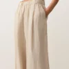 Pantaloni a gamba larga a righe in 100% lino